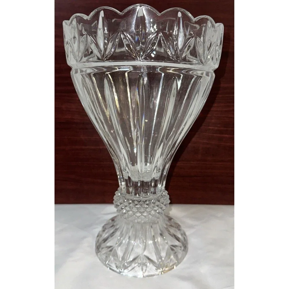 Shannon by Godinger Olympia Large 24% Lead Crystal Vase Centerpiece 11.5